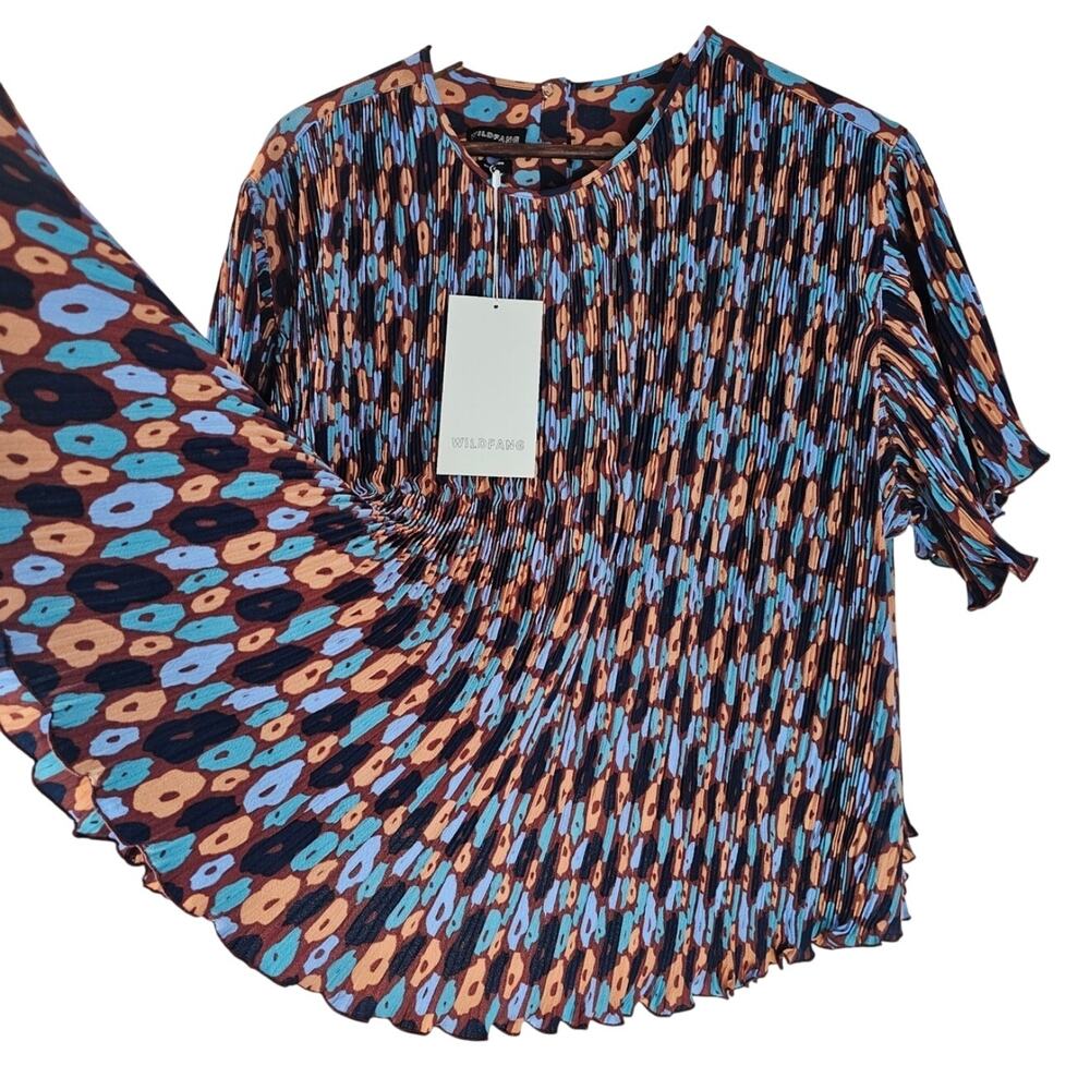 Wildfang The Empower Plisse Boxy Blouse, Abstract, Women's Size Small, NWT
